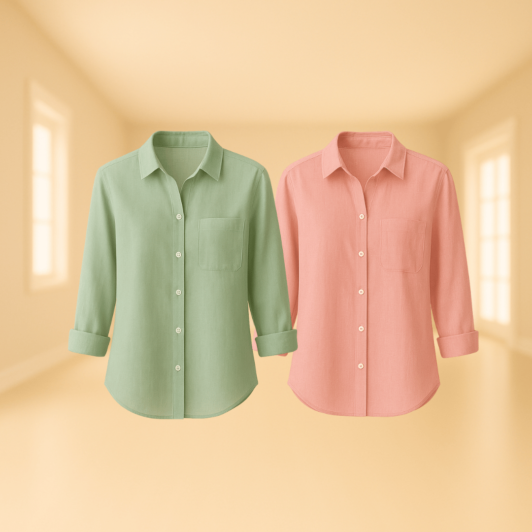 Everyday Elegance Long Sleeve Shirt -  Buy 1, Take 2 + Free Clock