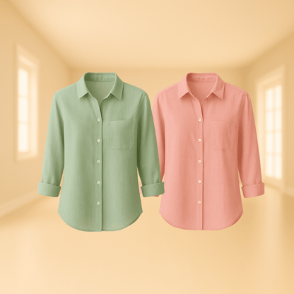 Everyday Elegance Long Sleeve Shirt -  Buy 1, Take 2 + Free Clock