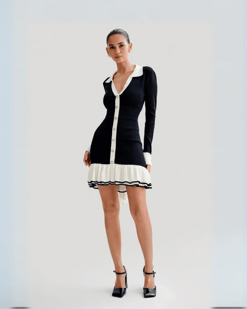 Ruffled Knit Mini Dress