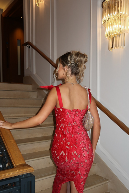 Satin-Lace Maxi Dress Glamor