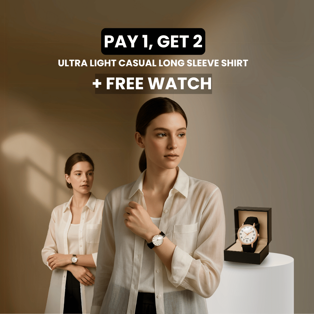 Everyday Elegance Long Sleeve Shirt -  Buy 1, Take 2 + Free Clock