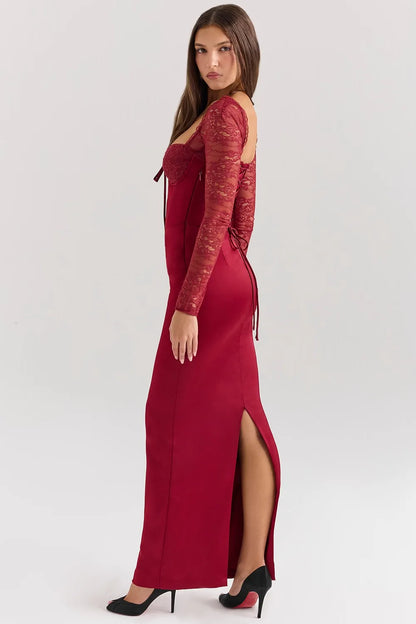 Luxury Satin Lace Dress